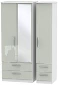 Knightsbridge Cashmere Gloss and White 3 Door Combi Wardrobe - 1 Mirror