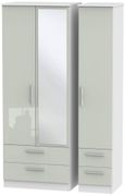 Knightsbridge Cashmere Gloss and White 3 Door Tall Combi Wardrobe - 1 Mirror