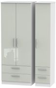 Knightsbridge Cashmere Gloss and White 3 Door Tall Triple Wardrobe - 4 Drawers