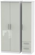 Knightsbridge Cashmere Gloss and White 3 Door Tall Triple Wardrobe - RHF 2 Drawers