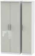 Knightsbridge Cashmere Gloss and White 3 Door Tall Triple Wardrobe