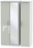Knightsbridge Cashmere Gloss and White 3 Door Triple Wardrobe - 1 Mirror
