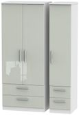 Knightsbridge Cashmere Gloss and White 3 Door Triple Wardrobe - 4 Drawers