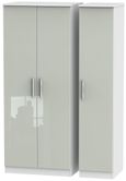 Knightsbridge Cashmere Gloss and White 3 Door Triple Wardrobe