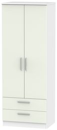 Knightsbridge Cashmere Matt and White 2 Door 2 Drawer Tall Wardrobe