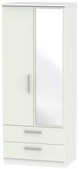 Knightsbridge Cashmere Matt and White 2 Door Combi Wardrobe - 1 Mirror