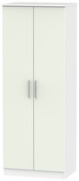 Knightsbridge Cashmere Matt and White 2 Door Plain Tall Wardrobe