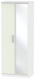 Knightsbridge Cashmere Matt and White 2 Door Tall Wardrobe - 1 Mirror