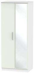 Knightsbridge Cashmere Matt and White 2 Door Wardrobe - 1 Mirror