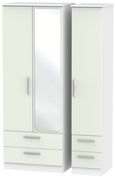 Knightsbridge Cashmere Matt and White 3 Door Tall Combi Wardrobe - 1 Mirror