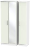 Knightsbridge Cashmere Matt and White 3 Door Tall Triple Wardrobe - 1 Mirror