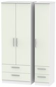 Knightsbridge Cashmere Matt and White 3 Door Tall Triple Wardrobe - 4 Drawers