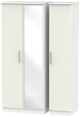 Knightsbridge Cashmere Matt and White 3 Door Triple Wardrobe - 1 Mirror