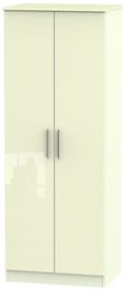 Knightsbridge Cream Gloss 2 Door Plain Tall Wardrobe