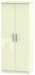 Knightsbridge Plain Wardrobe - 2 Door - Cream Gloss