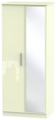 Knightsbridge Wardrobe - 2 Door - 1 Mirror - Cream Gloss