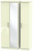 Knightsbridge Cream Gloss 3 Door Tall Triple Wardrobe - 1 Mirror