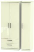 Knightsbridge Wardrobe - 3 Door - LHF 2 Drawers - Tall Triple - Cream Gloss