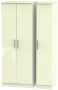 Knightsbridge Cream Gloss 3 Door Tall Triple Wardrobe