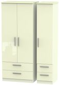 Knightsbridge Wardrobe - 3 Door - 4 Drawers - Triple - Cream Gloss