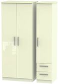 Knightsbridge Wardrobe - 3 Door - RHF 2 Drawers - Triple - Cream Gloss