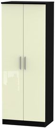 Knightsbridge Cream Gloss and Black 2 Door Plain Tall Wardrobe