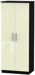 Knightsbridge Cream Gloss and Black 2 Door Plain Wardrobe