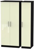 Knightsbridge Cream Gloss and Black 3 Door Triple Wardrobe