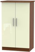 Knightsbridge Cream Gloss and Walnut Effect Midi Wardrobe