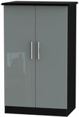 Knightsbridge Grey Gloss and Black Midi Wardrobe