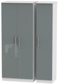 Knightsbridge Grey Gloss and White 3 Door Triple Wardrobe