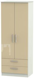 Knightsbridge Mushroom and Cashmere Matt 2 Door 2 Drawer Tall Wardrobe