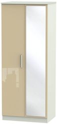 Knightsbridge Mushroom and Cashmere Matt 2 Door Wardrobe - 1 Mirror