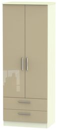 Knightsbridge Mushroom and Cream 2 Door 2 Drawer Tall Wardrobe