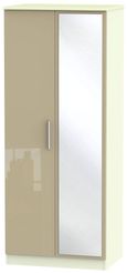 Knightsbridge Mushroom and Cream 2 Door Wardrobe - 1 Mirror