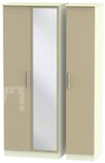 Knightsbridge Mushroom and Cream 3 Door Tall Triple Wardrobe - 1 Mirror