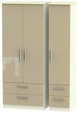 Knightsbridge Mushroom and Cream 3 Door Triple Wardrobe - 4 Drawers