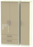 Knightsbridge Mushroom and Cream 3 Door Triple Wardrobe - LHF 2 Drawers