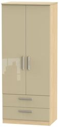Knightsbridge Mushroom and Light Oak 2 Door 2 Drawer Double Wardrobe