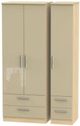 Knightsbridge Mushroom and Light Oak 3 Door Tall Triple Wardrobe - 4 Drawers