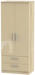 Knightsbridge Mushroom and Oak Effect 2 Door 2 Drawer Double Wardrobe