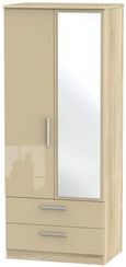 Knightsbridge Mushroom and Oak Effect 2 Door Combi Wardrobe - 1 Mirror