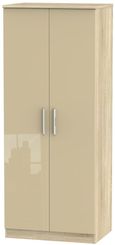 Knightsbridge Mushroom and Oak Effect 2 Door Plain Wardrobe