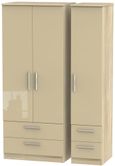 Knightsbridge Mushroom and Oak Effect 3 Door Triple Wardrobe - 4 Drawers