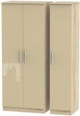 Knightsbridge Mushroom and Oak Effect 3 Door Triple Wardrobe