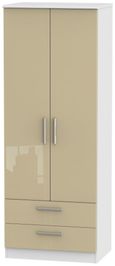 Knightsbridge Mushroom and White 2 Door 2 Drawer Tall Wardrobe