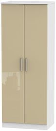 Knightsbridge Mushroom and White 2 Door Plain Tall Wardrobe