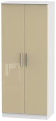 Knightsbridge Mushroom and White 2 Door Plain Wardrobe