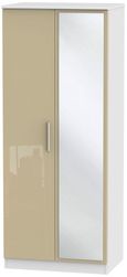 Knightsbridge Mushroom and White 2 Door Wardrobe - 1 Mirror
