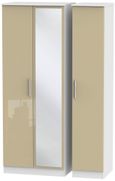 Knightsbridge Mushroom and White 3 Door Tall Triple Wardrobe - 1 Mirror